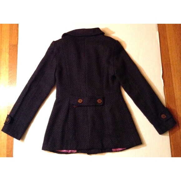 Vtg Wool Coat Women 8 Brown Pea Coat Tweed Double Breasted Boho Granny Retro 90s - Picture 5 of 12